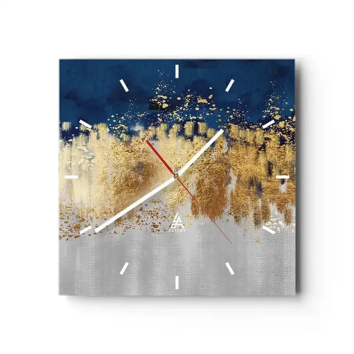 Reloj de pared – Reloj de vidrio – Composición moderna con chispas – 40×40 cm