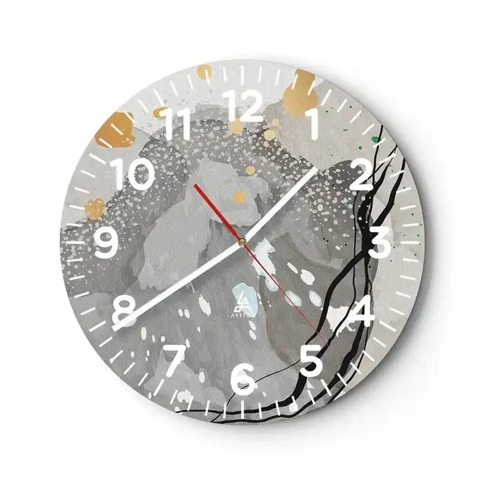 Reloj de pared – Reloj de vidrio – Composición orgánica – 40×40 cm