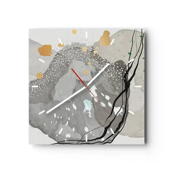 Reloj de pared – Reloj de vidrio – Composición orgánica – 40×40 cm