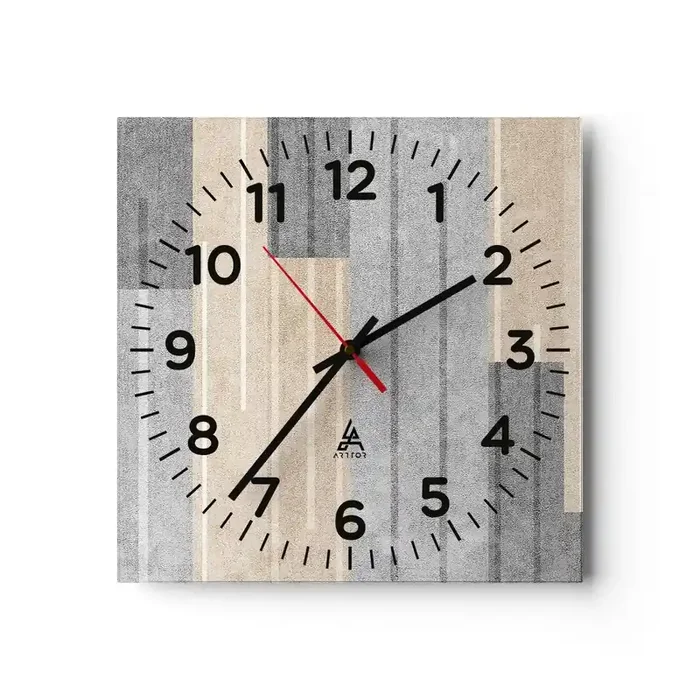 Reloj de pared – Reloj de vidrio – Composición sostener la vertical – 40×40 cm