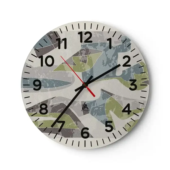 Reloj de pared – Reloj de vidrio – Composición tras vidriera – 30×30 cm