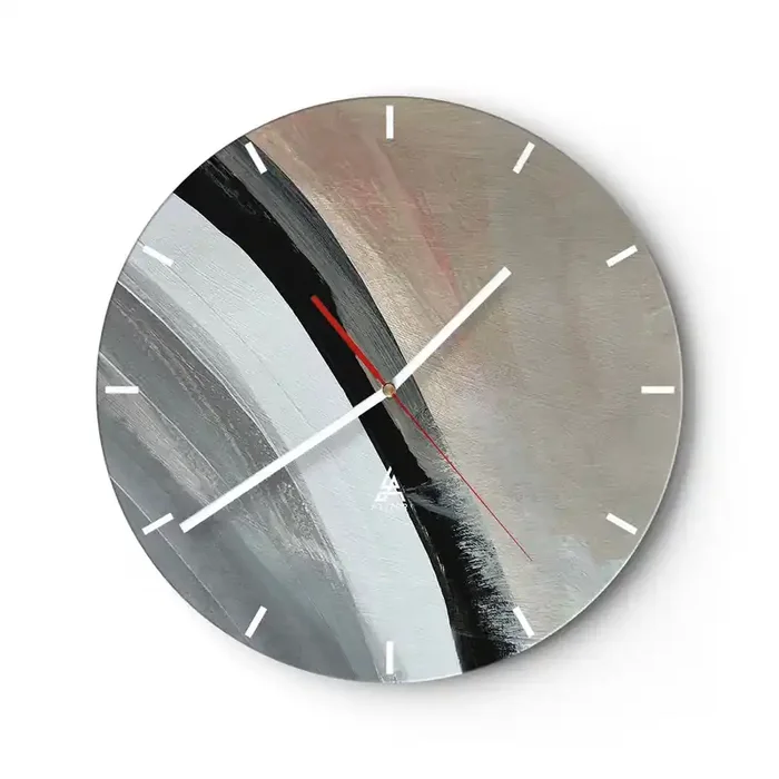 Reloj de pared – Reloj de vidrio – Composición un arco negro y gris – 40×40 cm