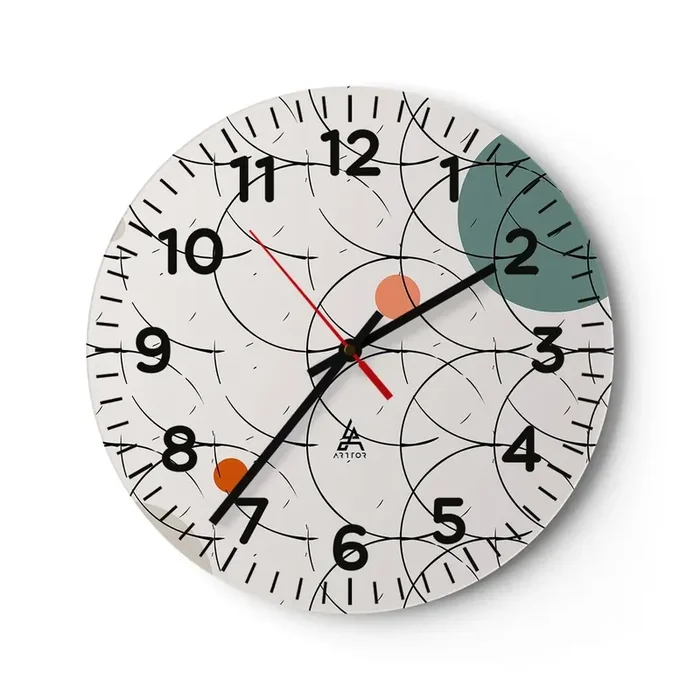 Reloj de pared – Reloj de vidrio – Con espíritu pop-art – 40×40 cm