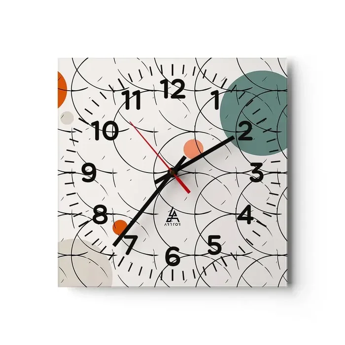 Reloj de pared – Reloj de vidrio – Con espíritu pop-art – 40×40 cm