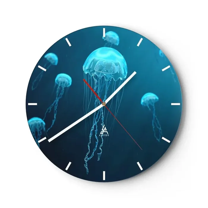 Reloj de pared – Reloj de vidrio – Danza oceánica – 40×40 cm