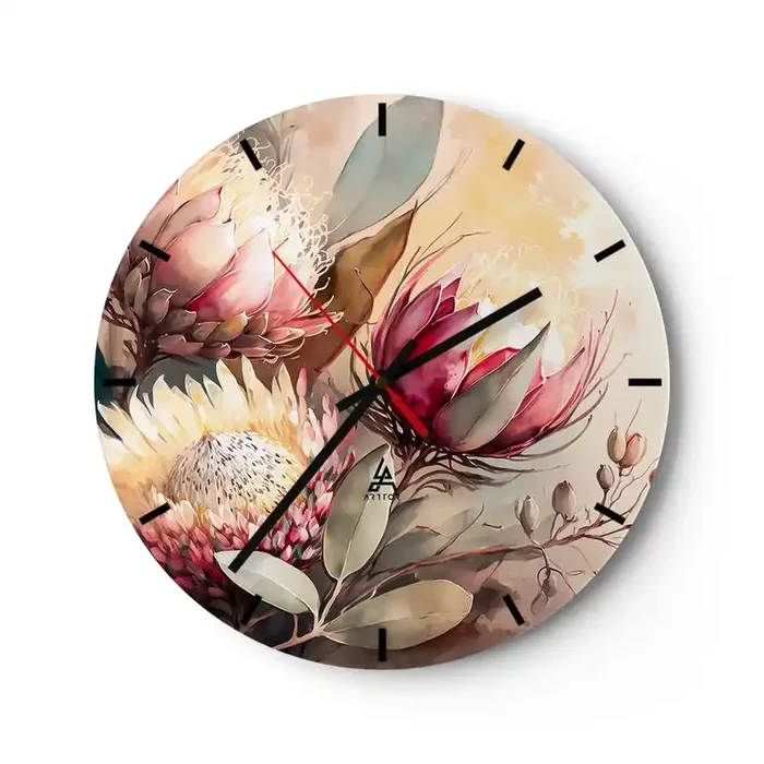 Reloj de pared – Reloj de vidrio – De perfil y de frente – 40×40 cm