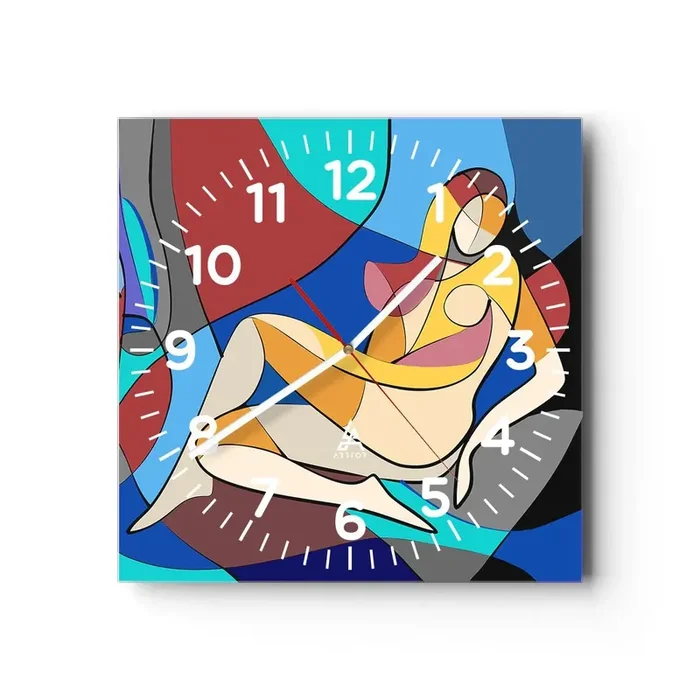 Reloj de pared – Reloj de vidrio – Desnudo cubista – 40×40 cm