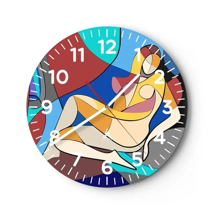 Reloj de pared – Reloj de vidrio – Desnudo cubista – 40×40 cm