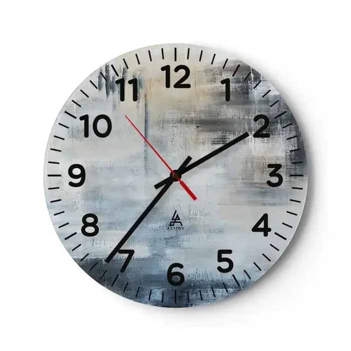 Reloj de pared – Reloj de vidrio – Detrás de un velo azul – 30×30 cm