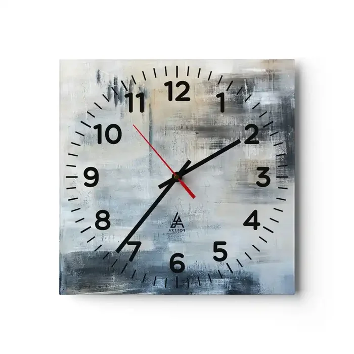 Reloj de pared – Reloj de vidrio – Detrás de un velo azul – 40×40 cm
