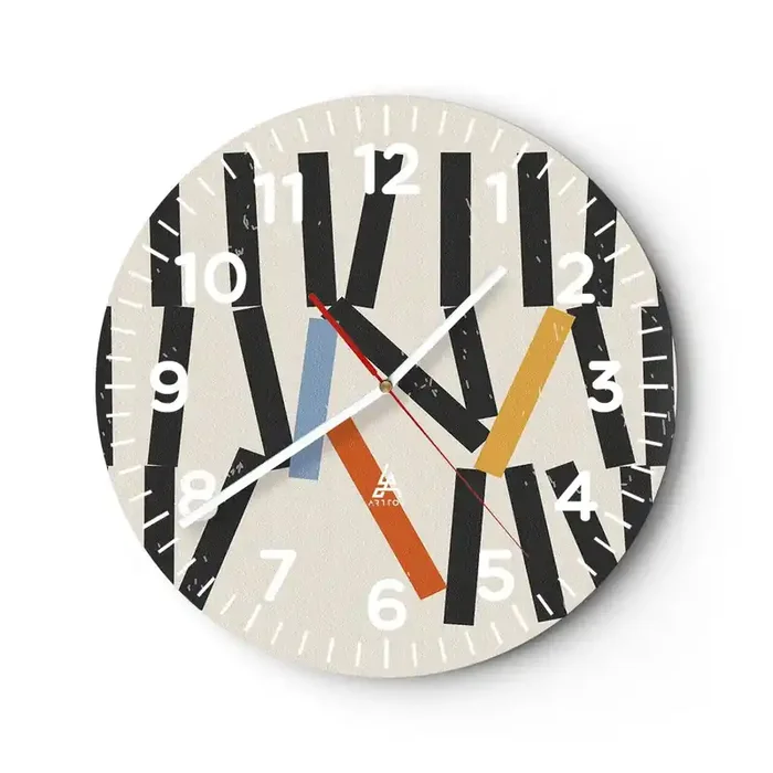 Reloj de pared – Reloj de vidrio – Dominó – composición – 40×40 cm