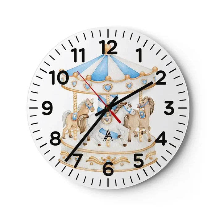 Reloj de pared – Reloj de vidrio – Dulce infancia – 40×40 cm