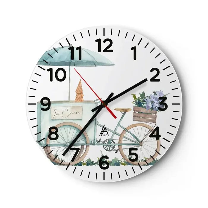 Reloj de pared – Reloj de vidrio – Dulce recuerdo del verano – 30×30 cm