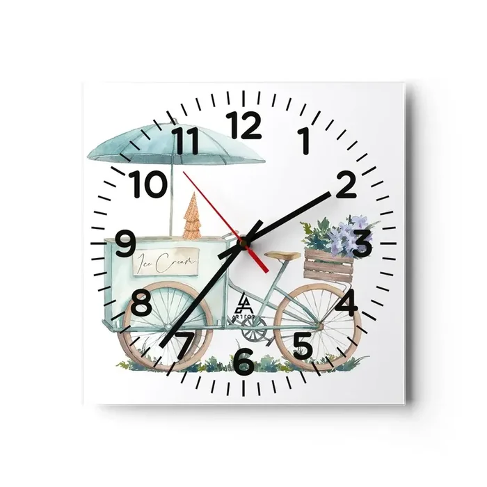 Reloj de pared – Reloj de vidrio – Dulce recuerdo del verano – 40×40 cm
