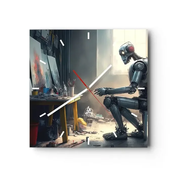 Reloj de pared – Reloj de vidrio – El acto de creación – 40×40 cm