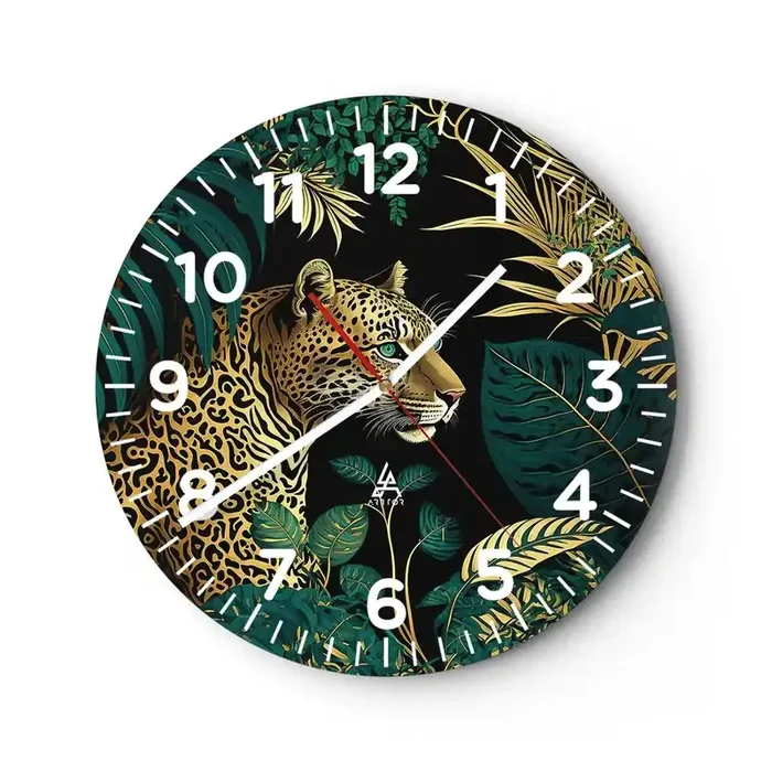 Reloj de pared – Reloj de vidrio – El anfitrión en la jungla – 40×40 cm