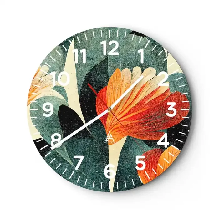 Reloj de pared – Reloj de vidrio – El calor del trópico y el frescor del verdor – 30×30 cm