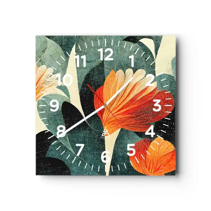 Reloj de pared – Reloj de vidrio – El calor del trópico y el frescor del verdor – 30×30 cm