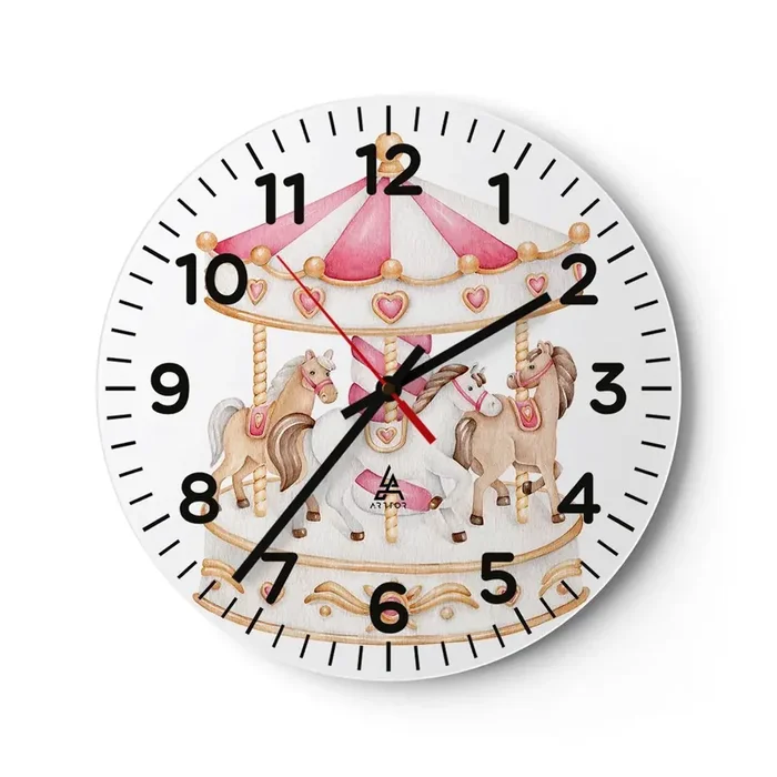 Reloj de pared – Reloj de vidrio – El dulce mundo de la infancia – 30×30 cm