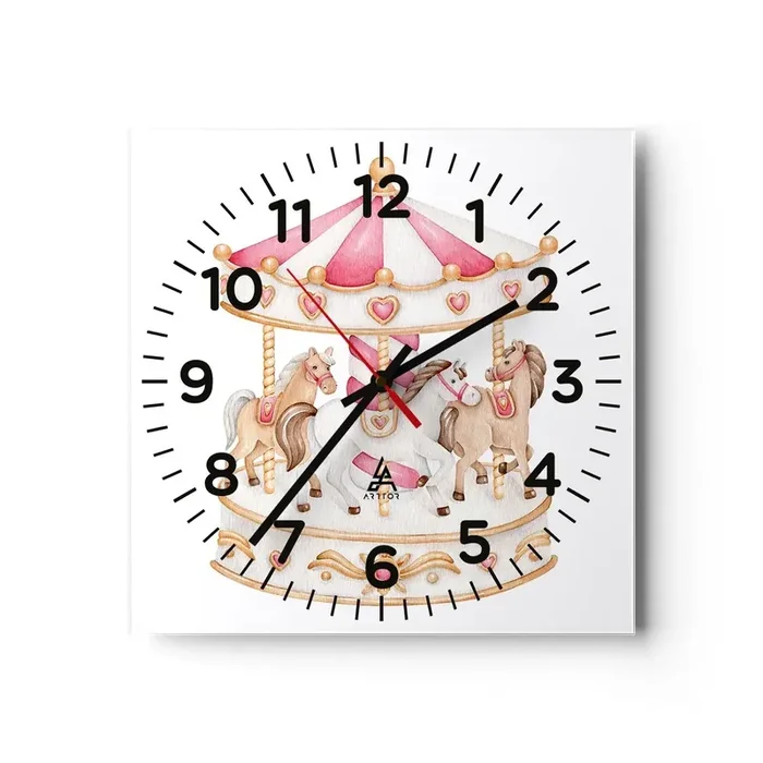 Reloj de pared – Reloj de vidrio – El dulce mundo de la infancia – 40×40 cm