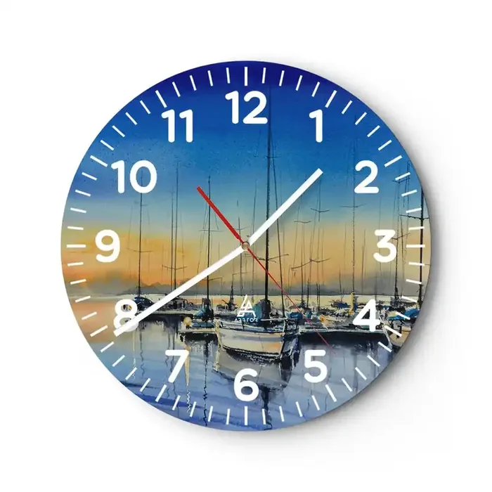 Reloj de pared – Reloj de vidrio – El final de un buen día – 40×40 cm