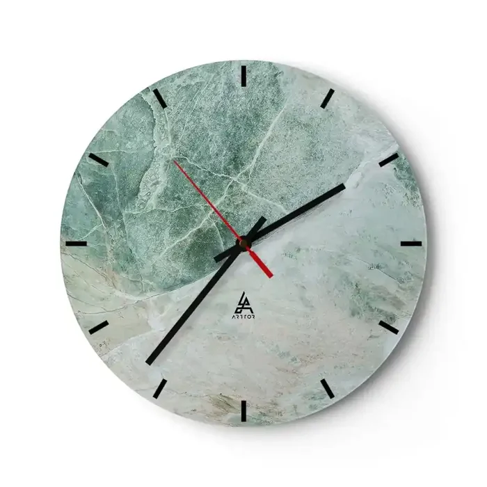 Reloj de pared – Reloj de vidrio – El noble frescor de la piedra – 40×40 cm