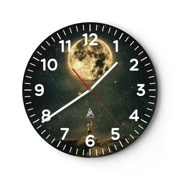 Reloj de pared – Reloj de vidrio – El que robó la luna – 40×40 cm
