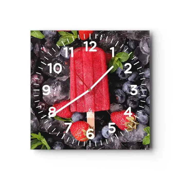 Reloj de pared – Reloj de vidrio – El sabor del verano caluroso – 40×40 cm