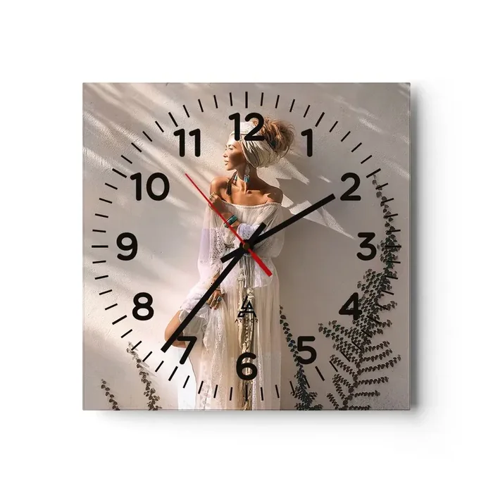 Reloj de pared – Reloj de vidrio – El sol y la joven – 30×30 cm