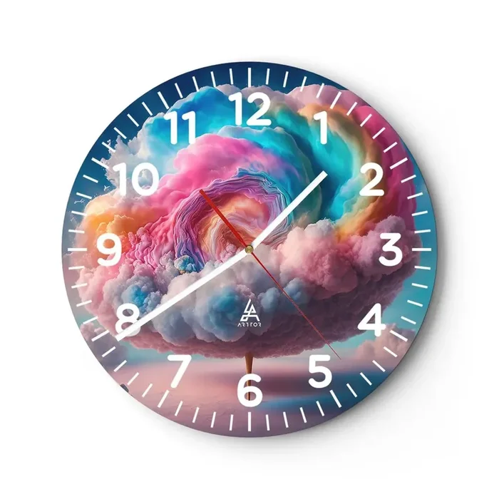 Reloj de pared – Reloj de vidrio – El sueño de un parque de atracciones – 30×30 cm