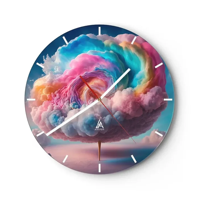 Reloj de pared – Reloj de vidrio – El sueño de un parque de atracciones – 40×40 cm