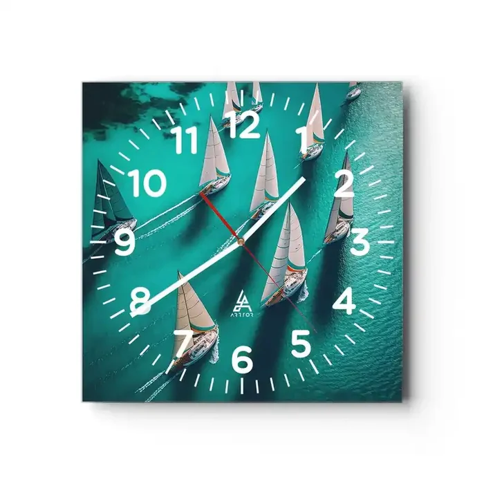 Reloj de pared – Reloj de vidrio – En competición con el viento – 30×30 cm