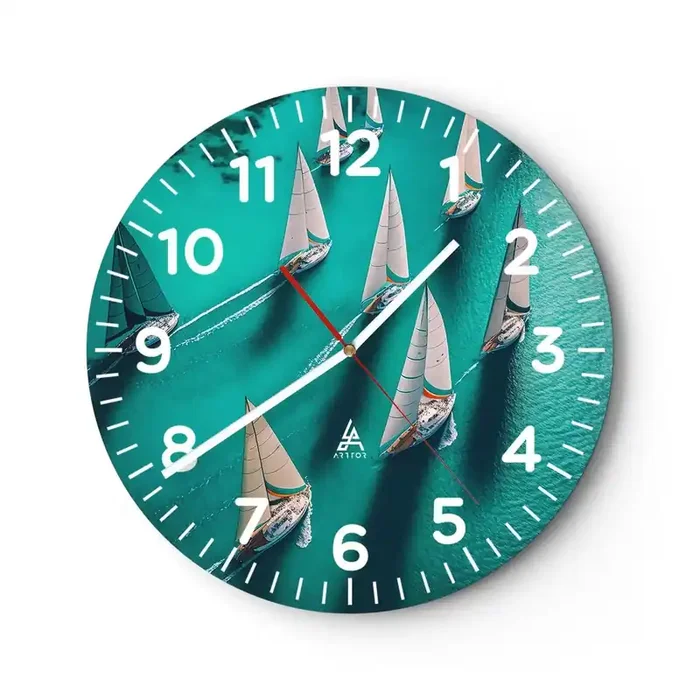 Reloj de pared – Reloj de vidrio – En competición con el viento – 40×40 cm