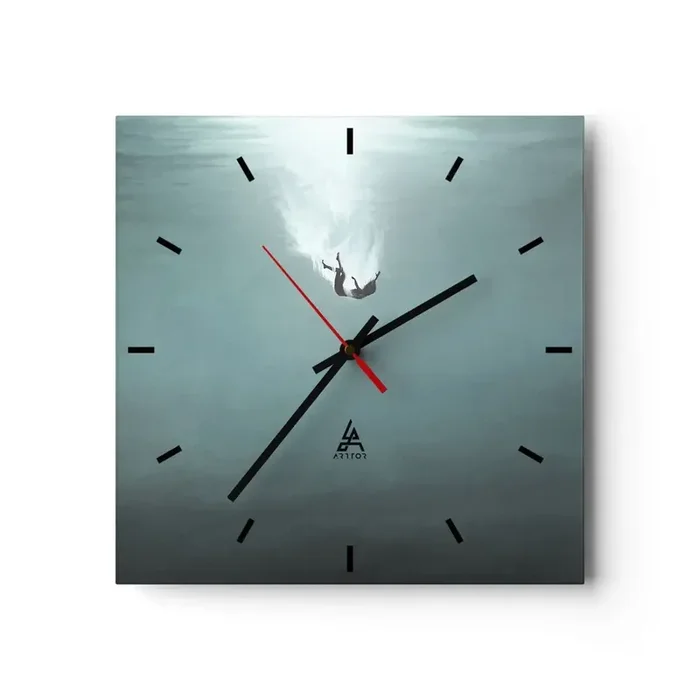 Reloj de pared – Reloj de vidrio – En el abrazo del océano – 40×40 cm