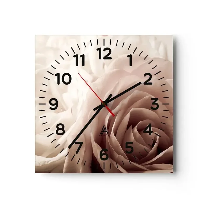 Reloj de pared – Reloj de vidrio – En el corazón de una rosa – 30×30 cm