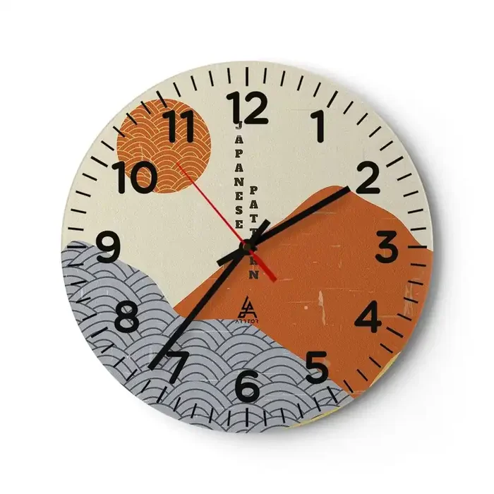 Reloj de pared – Reloj de vidrio – En el espíritu japonés – 30×30 cm