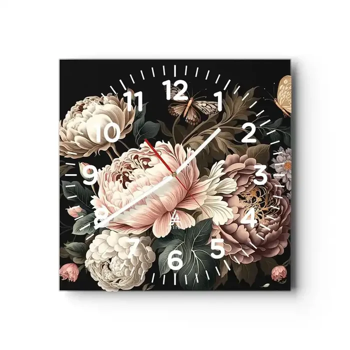 Reloj de pared – Reloj de vidrio – En estilo barroco – 30×30 cm