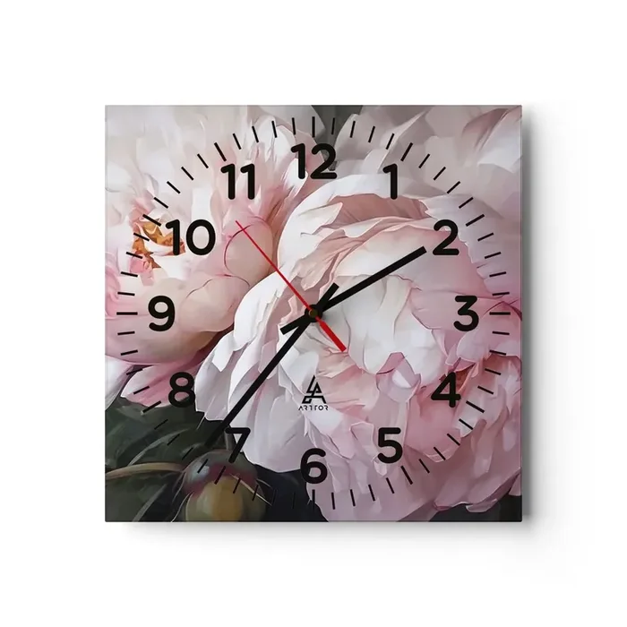 Reloj de pared – Reloj de vidrio – En flor – 40×40 cm