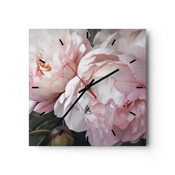 Reloj de pared – Reloj de vidrio – En flor – 40×40 cm