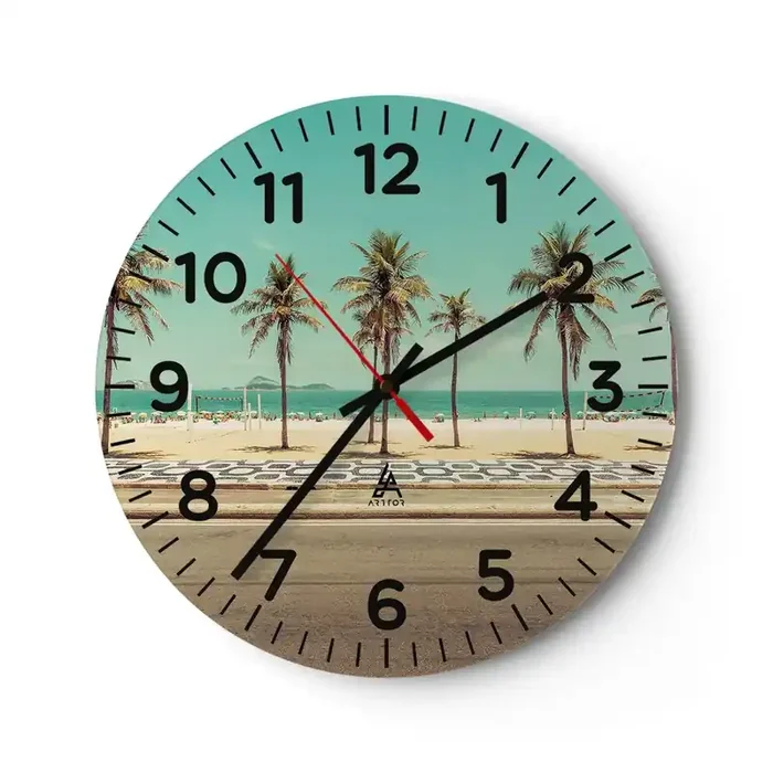Reloj de pared – Reloj de vidrio – En la playa – 30×30 cm