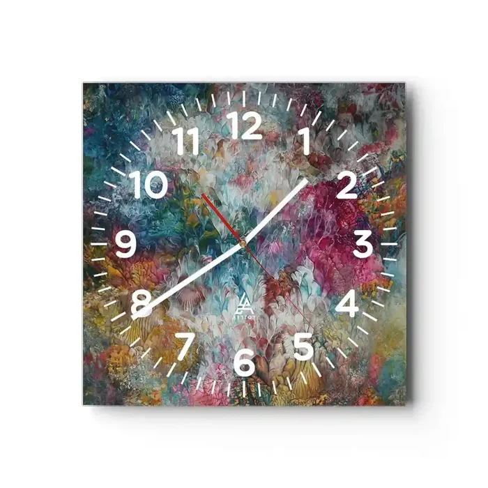 Reloj de pared – Reloj de vidrio – En plena floración – 40×40 cm