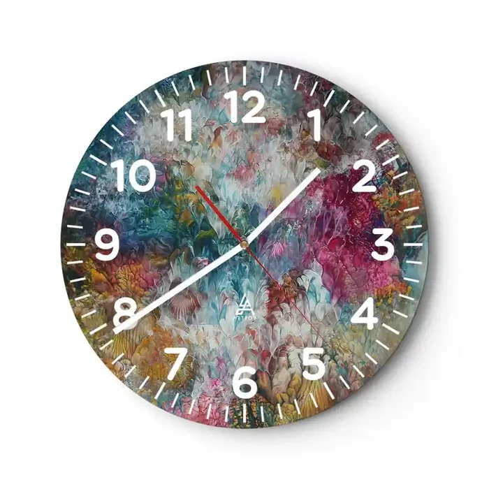 Reloj de pared – Reloj de vidrio – En plena floración – 40×40 cm