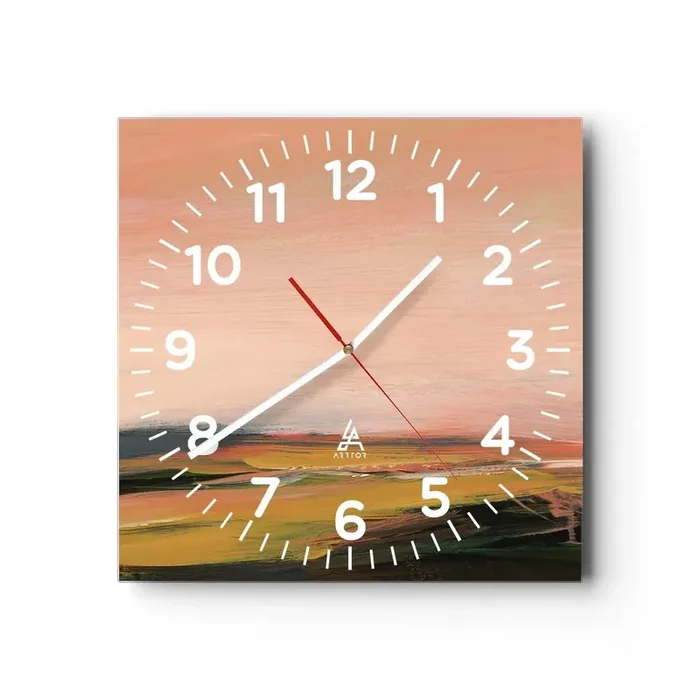 Reloj de pared – Reloj de vidrio – En tono rosa – 40×40 cm