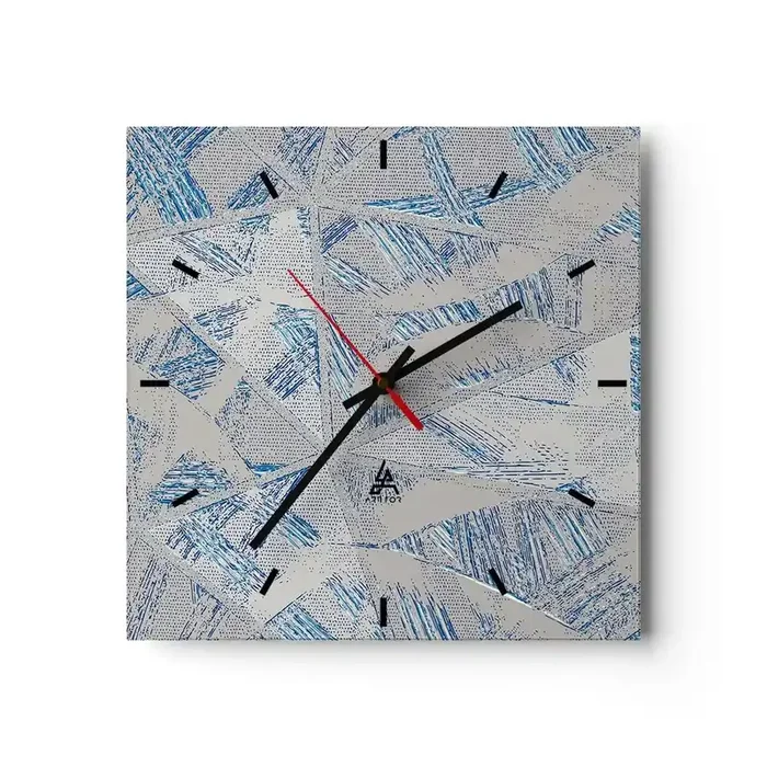 Reloj de pared – Reloj de vidrio – En un laberinto gris azulado – 40×40 cm