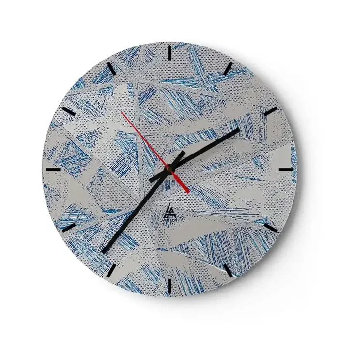 Reloj de pared – Reloj de vidrio – En un laberinto gris azulado – 40×40 cm