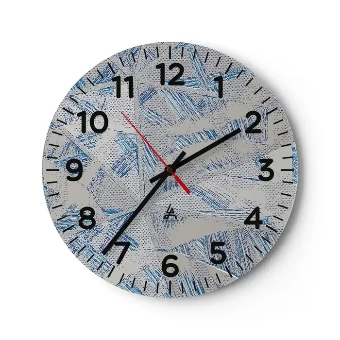 Reloj de pared – Reloj de vidrio – En un laberinto gris azulado – 40×40 cm