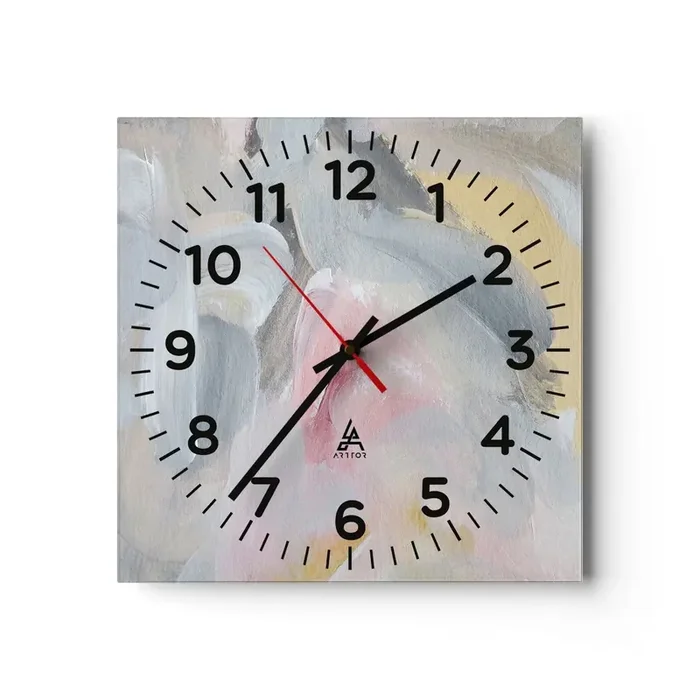 Reloj de pared – Reloj de vidrio – En un mundo de colores pastel – 40×40 cm