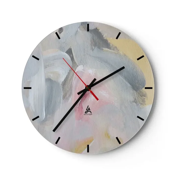 Reloj de pared – Reloj de vidrio – En un mundo de colores pastel – 40×40 cm