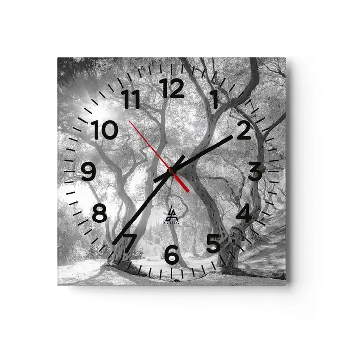 Reloj de pared – Reloj de vidrio – En un olivar – 30×30 cm