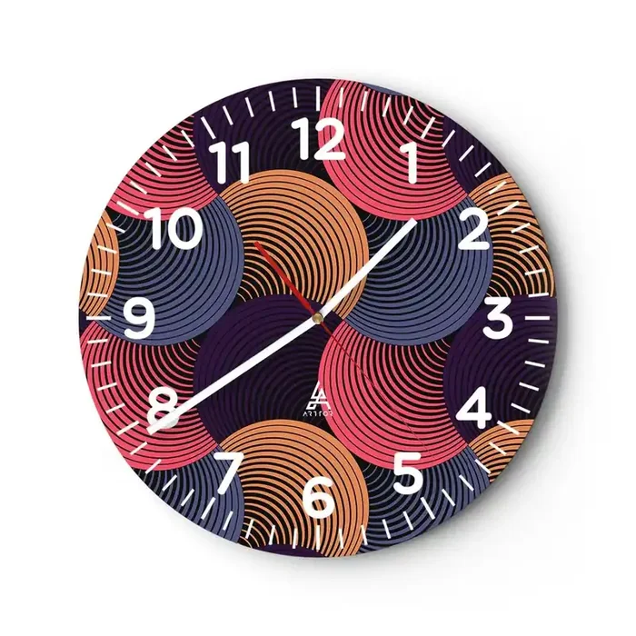 Reloj de pared – Reloj de vidrio – En un ritmo circular – 30×30 cm